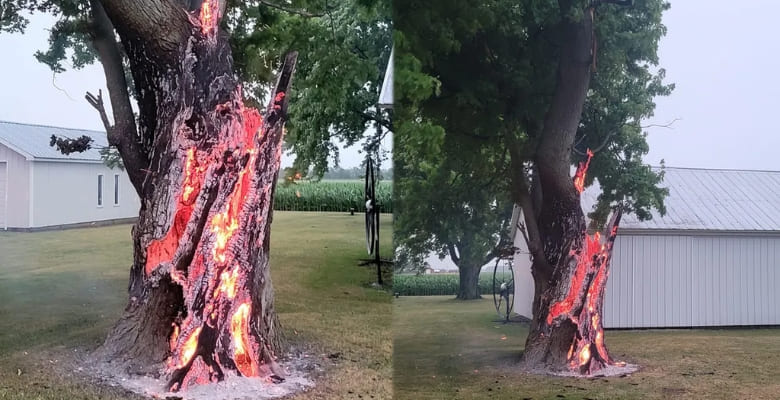 Tree Struck by - Lightning Signs of Damage
